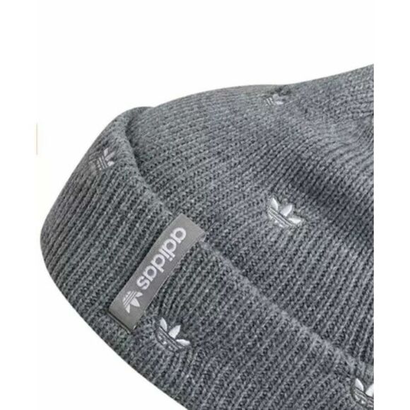 adidas Originals Women's Heather Grey/White Allover Print Embroidery Beanie - Picture 3 of 3